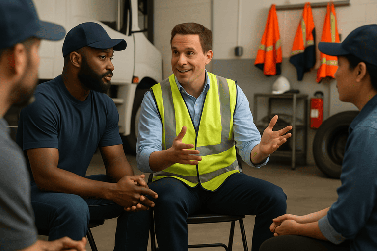 جلسة حوارية مفتوحة بين مدير السلامة ومجموعة من السائقين